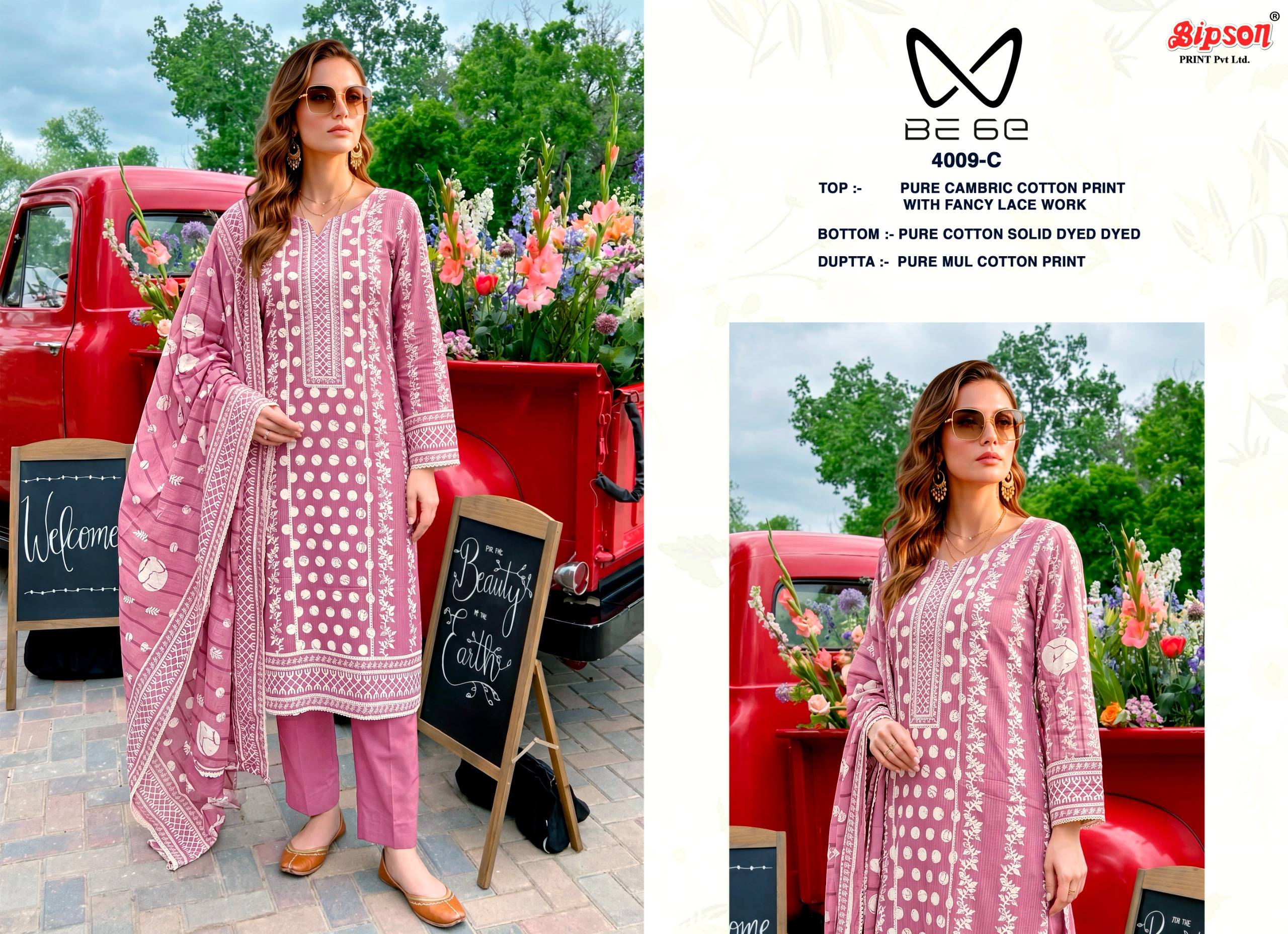 BE 6E - 4009 Series By BIPSON PRINTS Stylish Beautiful Colourful Pure Cotton Dresses At Wholesale Price